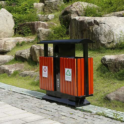 景區(qū)公園必備的景觀設(shè)施鋼木垃圾箱、與園林椅
