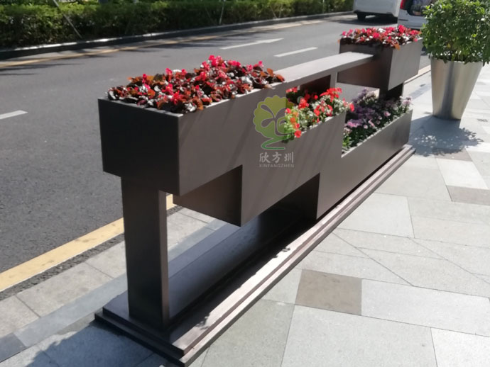 不銹鋼道路隔離花箱馬路景觀花盆